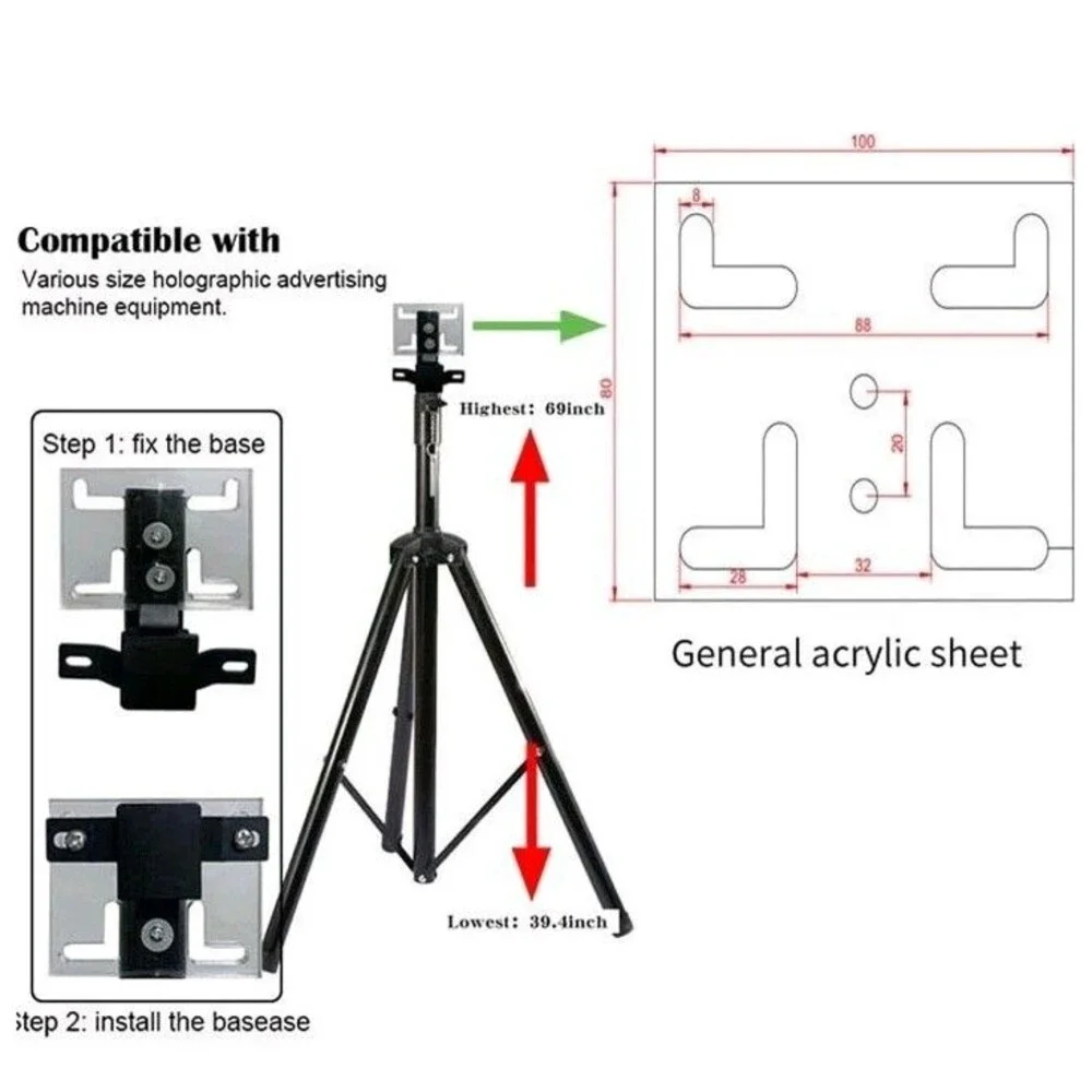 3D HologramFan Stand w/ Multi-function Base 39.4 - 69 Inch 150 Lb READ